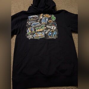 Black Hoodie with Graphic Patches
